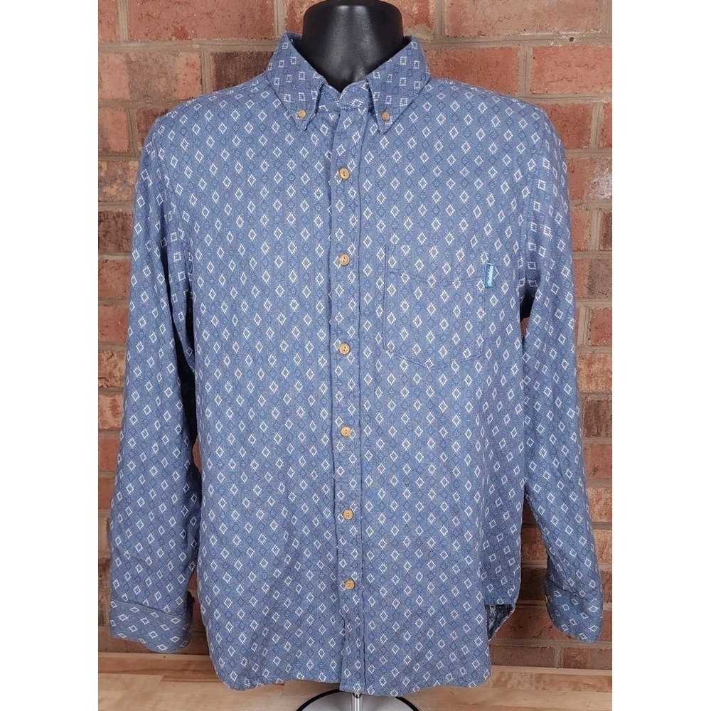 Chubbies The Nutter Mens Size Medium Blue Button Down‎ Shirt Flannel Diamond